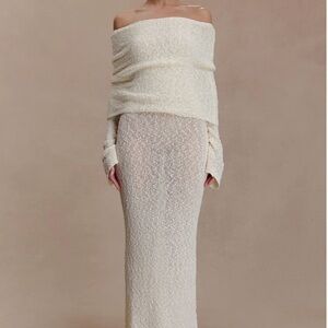 Meshki Cream Off-Shoulder Maxi Dress